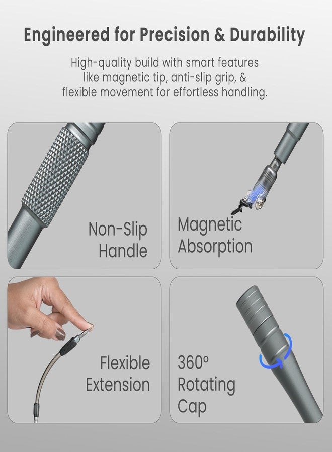 Portronics Bit Box 2, 128-in-1 Screwdriver Kit with Phillips, Flathead, Torx, Pentalobe, Wrench Bits, Flexible Shaft, Tweezer, Spudger & Magnetic Handle for Laptop, Mobile, Car & Electronics Repair - Image 4